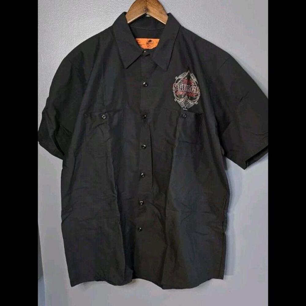 Red Kap Men's Work Shirt Black 2015 Sturgis Bike Week Short Sleeve XL
